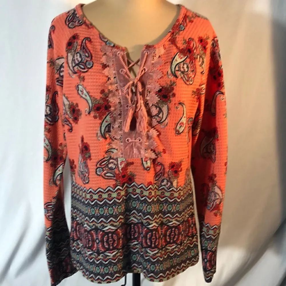 Vintage America women’s bohemian peasant top size small